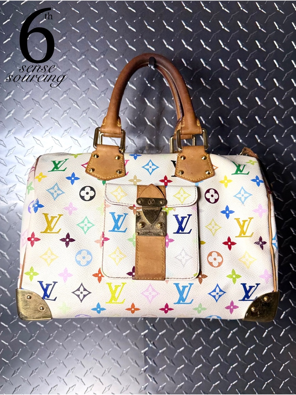 Louis Vuitton Vintage Multicolor Murakami Speedy 30 in White